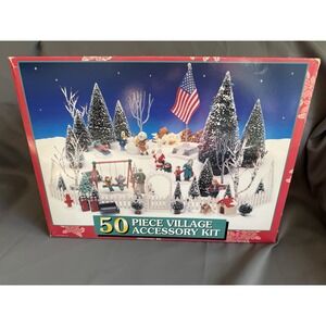 1998 Lemax Christmas 50 Piece Snow Village Accessory Kit New Open‎ Box Holidays